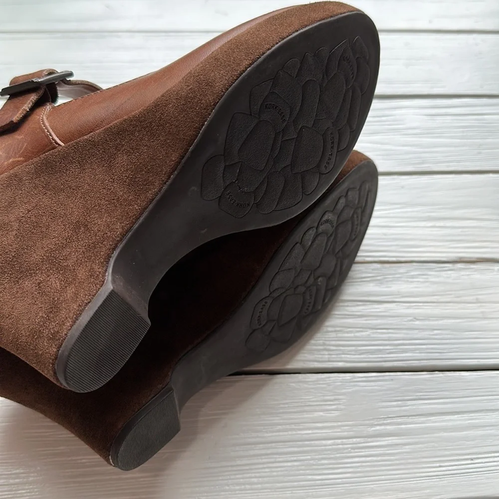 Kork-Ease Brown Bellevue Leather Wedge Sandal Lace-Up size 10